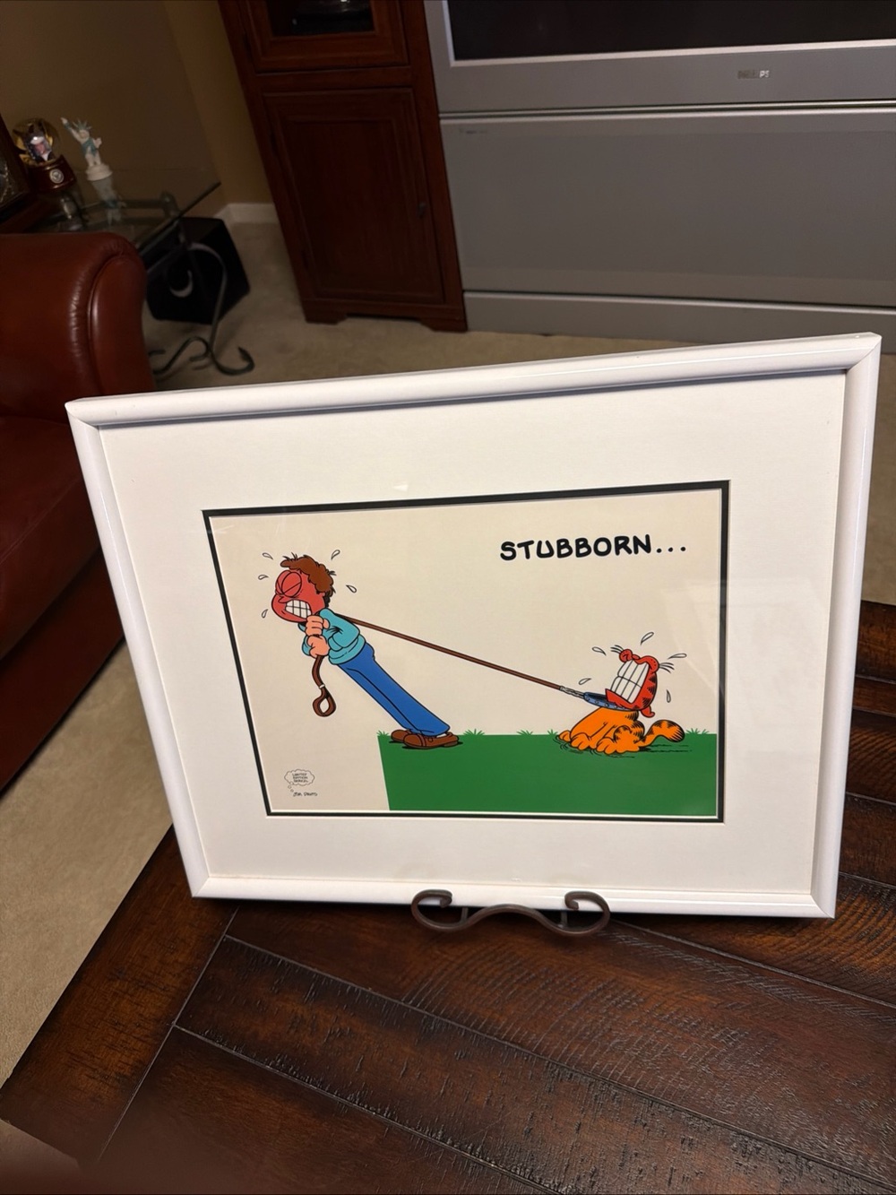 Garfield "Stubborn" Limited Edition Sericel - Jim Davis 1993 Framed 19x23